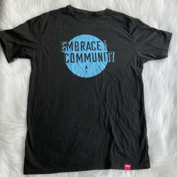 Embrace The Community T Shirt Adult Size Medium Black Stretchy Religious Church - Picture 2 of 6